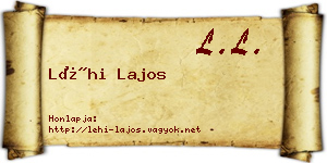 Léhi Lajos névjegykártya
